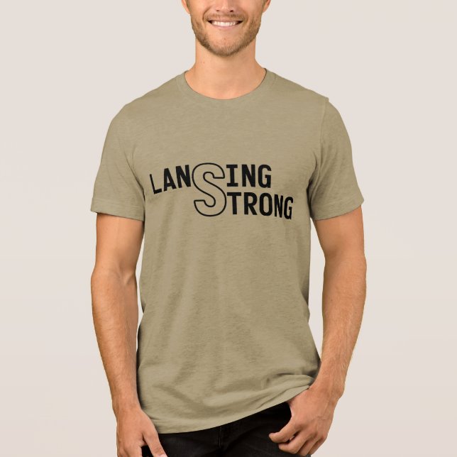 Camiseta Triblenda LANSING STRONG / HURRICANE HELENE (diseño negro) (Anverso)