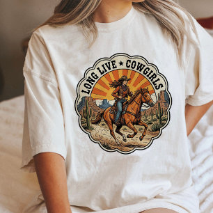 Camiseta Triblenda Larga Vida a las Vaqueras del Oeste Jinete de Caba