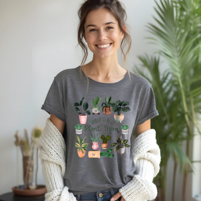 Camiseta Triblenda Las mejores plantas de acuarela de mamá del mundo (World's Best Plant Mom Watercolor Potted Plants Tri-Blend Shirt)