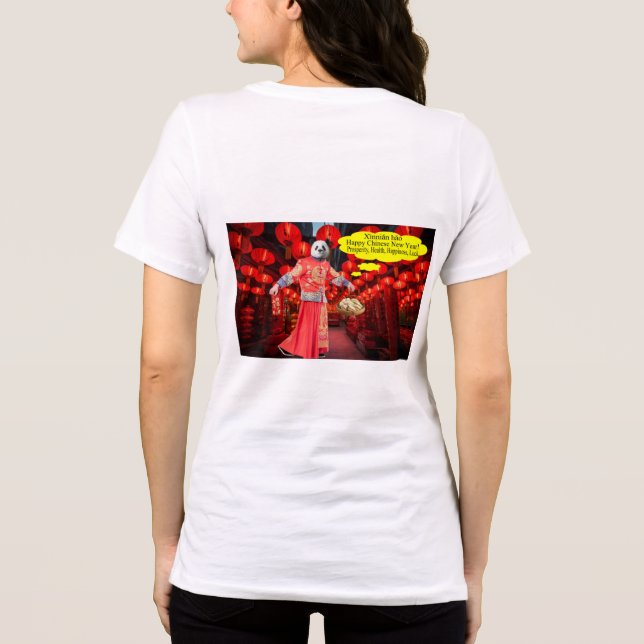 Camiseta Triblenda las mujeres tienen tee. Feliz Año Nuevo Chino. pan (Reverso )