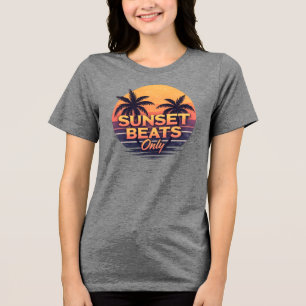 Camiseta Triblenda Latidos de puesta de sol retro solo palmeras vinta