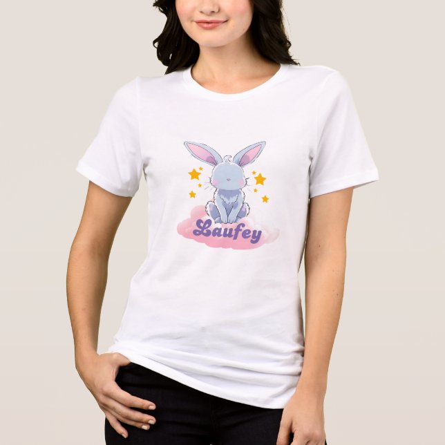 Camiseta Triblenda "Laufey Bunny on a Cloud with Stars - Cute Design" (Anverso)