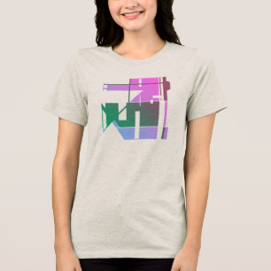 Camiseta Triblenda Lavanda verde rosa Arte tribal geométrico, pequeño