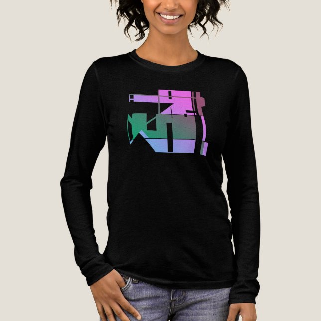 Camiseta Triblenda Lavanda verde rosa Arte tribal geométrico, pequeño (Anverso)