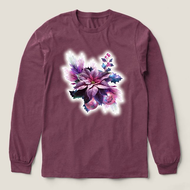 Camiseta Triblenda Lavender And Pink Poinsettia (Diseño traserp)