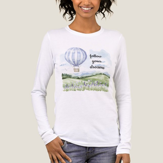 Camiseta Triblenda Lavender Floral Purple White Globo de aire calient (Anverso)