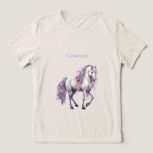 Camiseta Triblenda Lavender White Floral Horario Cowgirl (Diseño delantero )