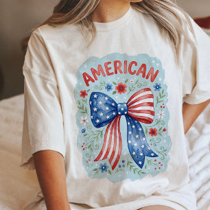 Camiseta Triblenda Lazo de bandera americana acuarela floral patrióti