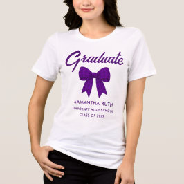 Camiseta Triblenda Lazo de gingham morado para graduación