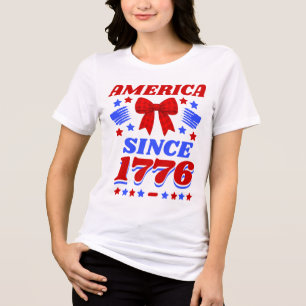 Camiseta Triblenda Lazo de Gingham Rojo América Desde 1776