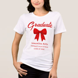Camiseta Triblenda Lazo de gingham rojo para graduación