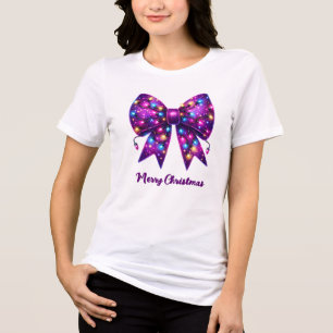 Camiseta Triblenda Lazo de Luces de Navidad Coquette Morado