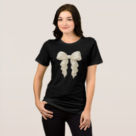 Camiseta Triblenda Lazo de Volante en Cascada de Crema Femenino con E