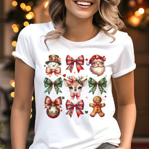 Camiseta Triblenda Lazos Coquetos de Navidad Vintage Reno Fiestas Nav