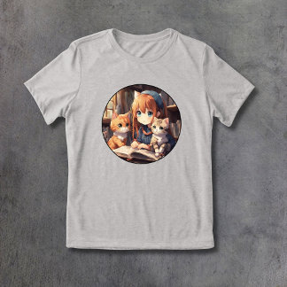 Camiseta Triblenda Leer con gatos lindo Anime Kitten Soft