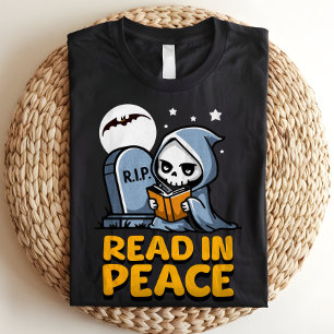 Camiseta Triblenda Leer en Paz Bookworm Grim Reaper Halloween
