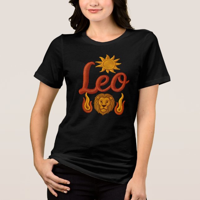 Camiseta Triblenda Leo astrology birth sign zodiac sun lion head fire (Anverso)