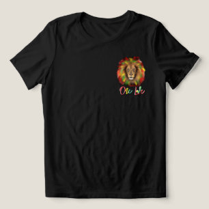 Camiseta Triblenda león rasta cabeza rojo verde amarillo Jamaica un a