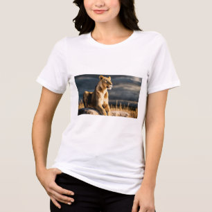 Camiseta Triblenda Leona 3D Ultra HD: postura lateral de cuerpo compl