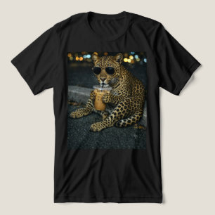 Camiseta Triblenda Leopardo Cool Con Gafas De Sol Café Helado