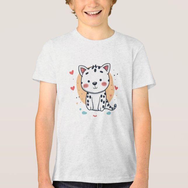 Camiseta Triblenda Leopardo de la nieve con corazón (Anverso)