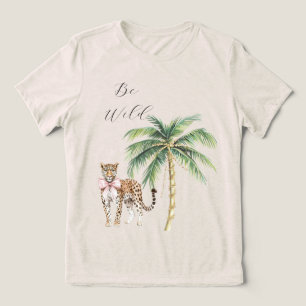 Camiseta Triblenda Leopardo de las palmas de oro de las plazas rosada