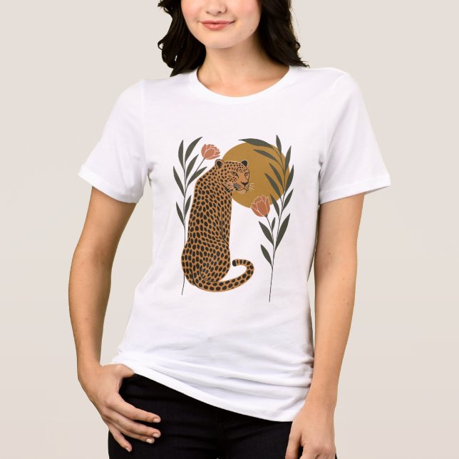 Camiseta Triblenda Leopardo del atardecer - Arte de la jungla botánic (Anverso)