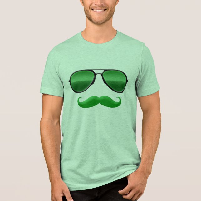 Camiseta Triblenda Leprechaun Verde Gafas de sol Guay St Patricks Day (Anverso)