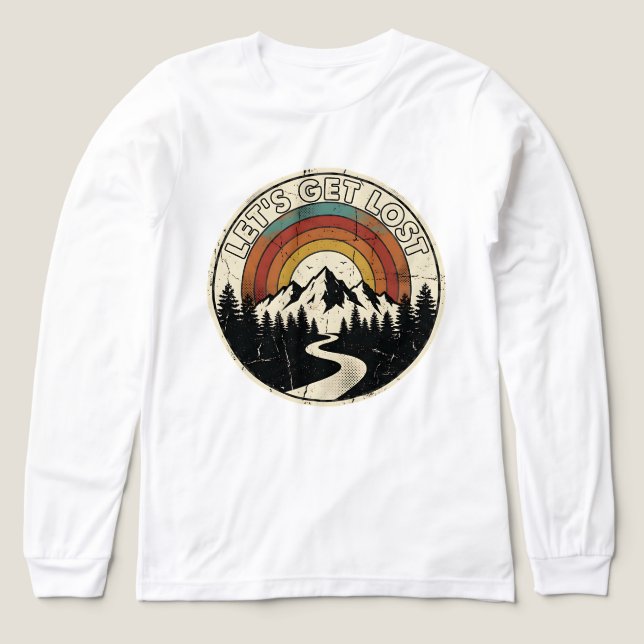 Camiseta Triblenda Let’s Get Lost Retro Mountain Adventure Outdoor (Diseño frontal)