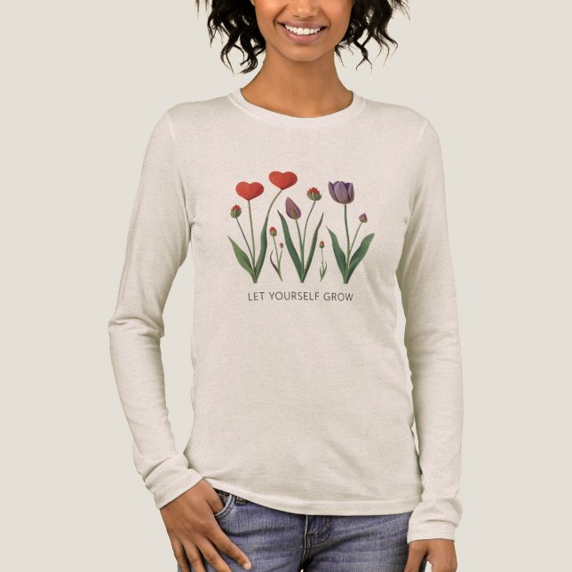 Camiseta Triblenda Let Yourself Grow Floral Heart Tulips Art (Anverso)
