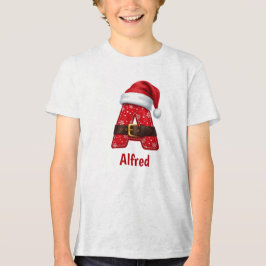 Camiseta Triblenda Letra A de Monograma de Traje de Santa Navidad Alf