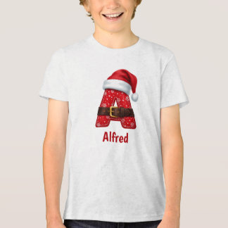 Camiseta Triblenda Letra A de Monograma de Traje de Santa Navidad Alf