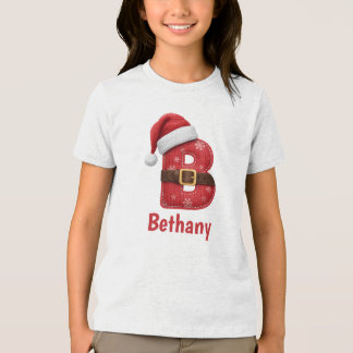 Camiseta Triblenda Letra B Monograma de Gorro de Santa Navidad Alfabe