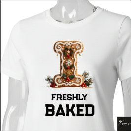 Camiseta Triblenda Letra Inicial de Navidad Galleta de Jengibre I