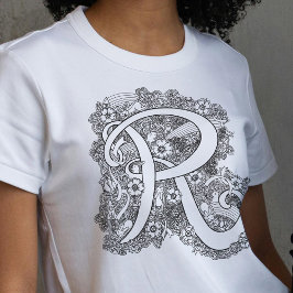 Camiseta Triblenda Letra inicial R doodle tangle dibujo
