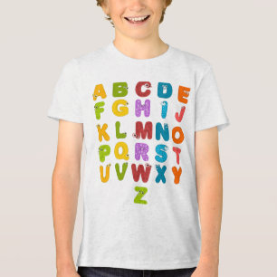 Camiseta Triblenda Letras Bonitas Aprendizaje Divertido Alfabeto Colo