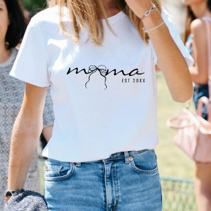 Camiseta Triblenda Letras de Minimalist Mama con Lazo Mujeres