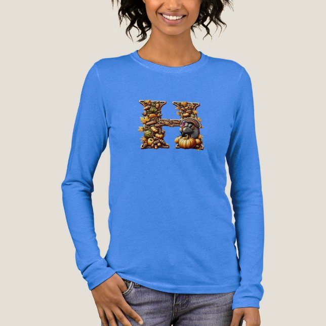 Camiseta Triblenda Letter H Thanksgiving gift style  (Anverso)