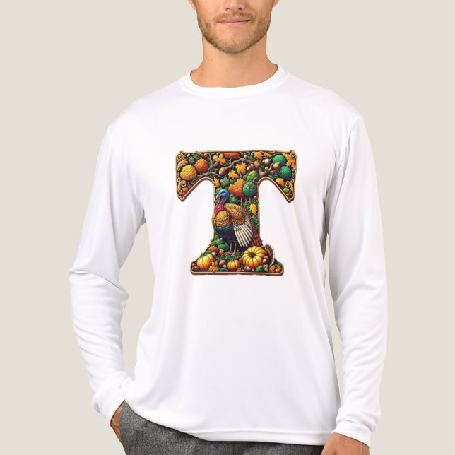 Camiseta Triblenda Letter Thanksgiving turkey style  (Anverso )