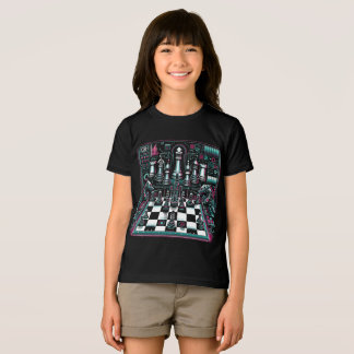 Camiseta Triblenda Leuchtendes Neon-Schach-Design T-Shirt