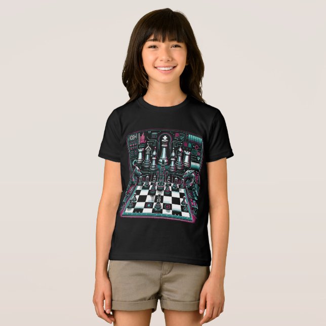 Camiseta Triblenda Leuchtendes Neon-Schach-Design T-Shirt ( Anverso Completo)