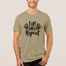 Camiseta Triblenda Levanta Sonríe Repite Motivación de Gimnasio Levan