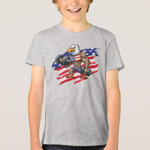 Camiseta Triblenda levantamiento de pesas patriótico águila calva EEU