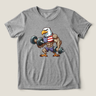 Camiseta Triblenda levantamiento de pesas patriótico águila calva EEU