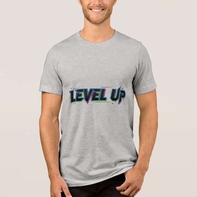 Camiseta Triblenda LEVEL UP – Neon Urban Streetwear Typo T-Shirt (Anverso)