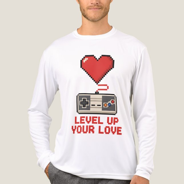 Camiseta Triblenda Level Up Your Love, Retro Pixel Gaming Design (Anverso )