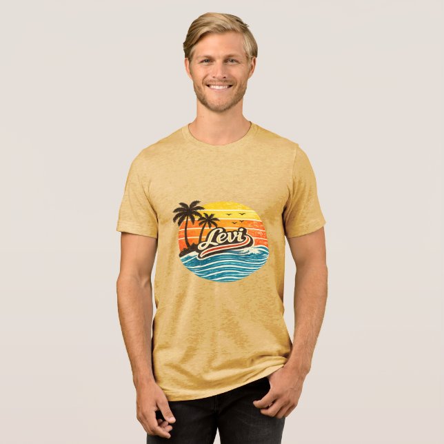 Camiseta Triblenda Levi Retro Sunset Name Design (Anverso Completa)