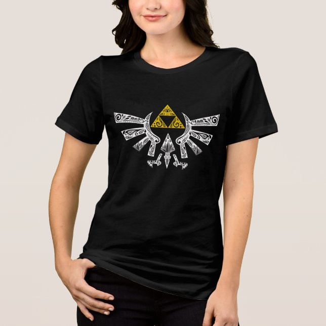 Camiseta Triblenda Leyenda de Zelda hylian escudo raglan camiseta (Anverso)