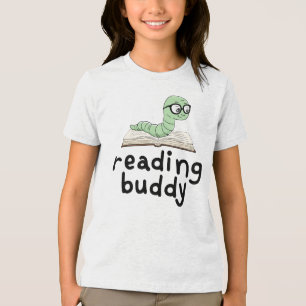 Camiseta Triblenda Leyendo librero Buddy Cute con libro