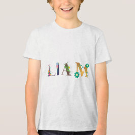 Camiseta Triblenda LIAM Name Art con flores bordadas